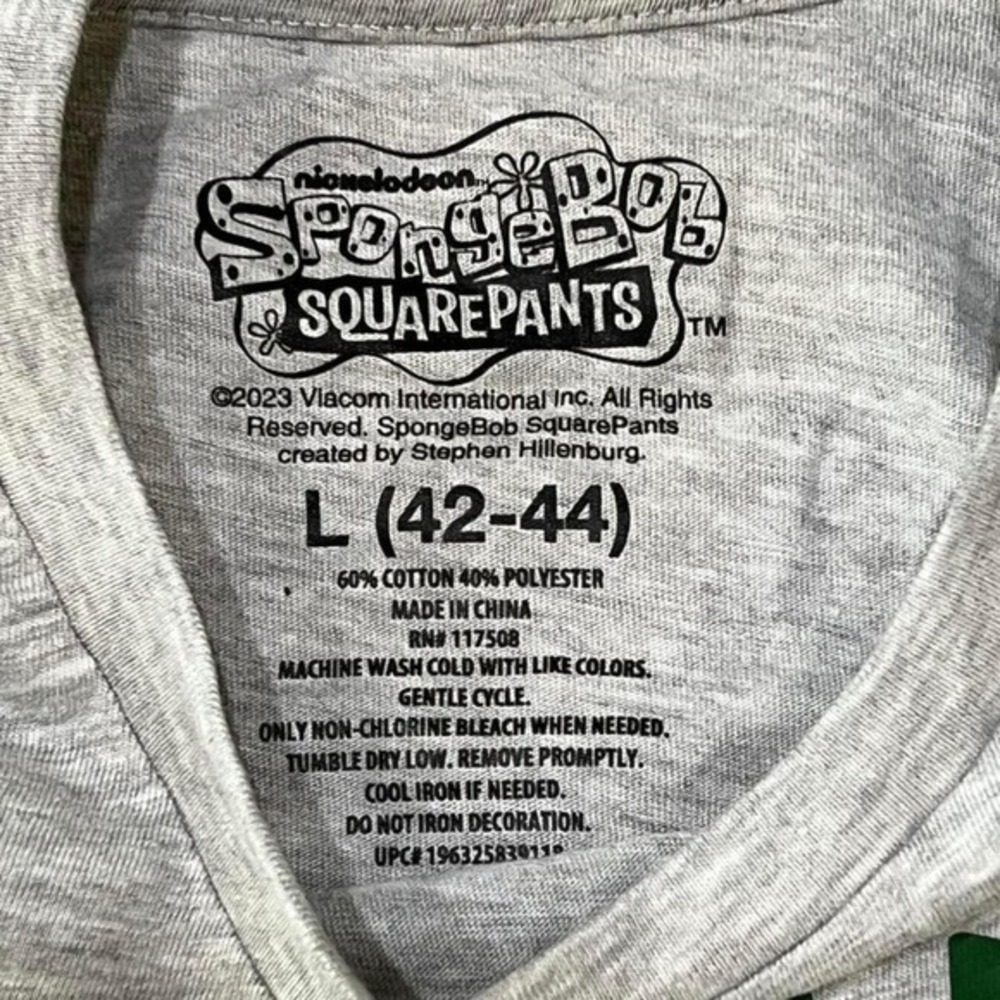 SpongeBob SquarePants Patrick Star St. Patrick's Day T-Shirt Large Gray NEW! - Picture 4 of 6